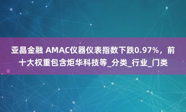 亚晶金融 AMAC仪器仪表指数下跌0.97%，前十大权重包含炬华科技等_分类_行业_门类