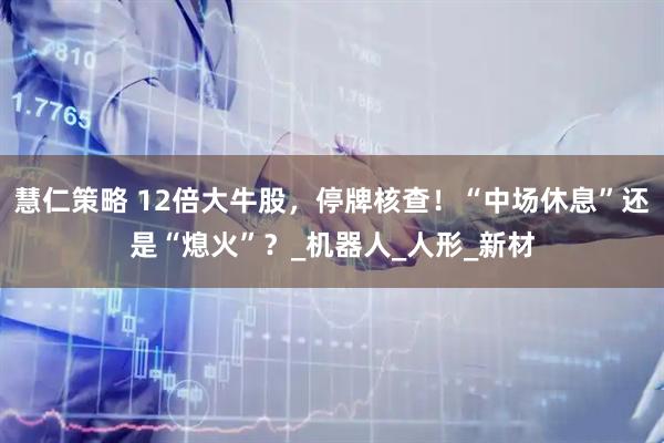 慧仁策略 12倍大牛股，停牌核查！“中场休息”还是“熄火”？_机器人_人形_新材
